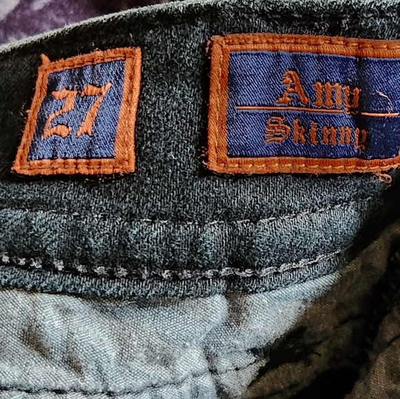 Rock Revival Amy Skinny Studded Distressed Black Jeans Size 27 - Picture 4 of 7